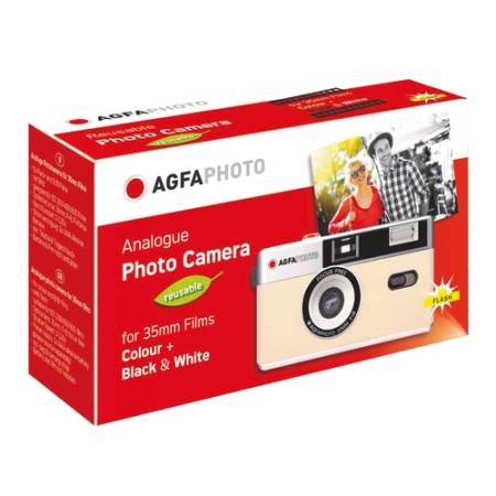 AfgaPhoto Reusable Camera - aparat analogowy wielokrotnego użytku, 35mm, beżowy