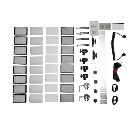 Aputure MC Pro 8-Light Kit - zestaw, 8x lampa LED w ochronnym etui do ładowania (8x mini panel MC Pro) - zawartość zestawu