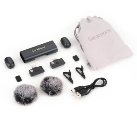 Saramonic Air SE-02 (USB-C + Lightning) - bezprzewodowy zestaw audio, 2x mikrofon (odbiornik USB-C i Lightning) - zawartość zestawu