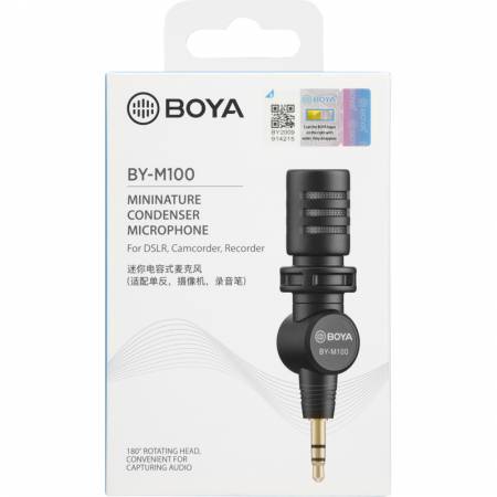 Boya BY-M100 - mikrofon typu plug-and-play kamer i aparatów, 3,5mm TRS