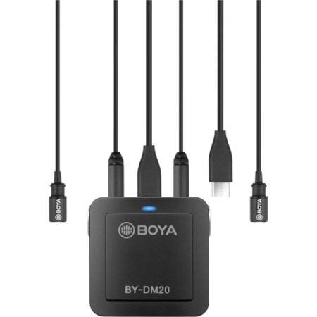 Boya BY-DM20 - zestaw, mini mikser audio + 2x mikrofon krawatowy, USB-C / Lightning