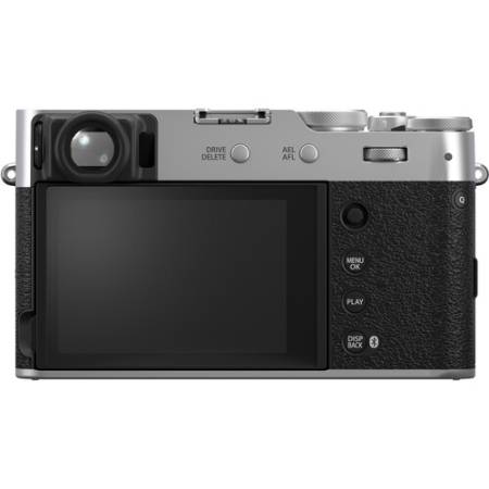 FUJIFILM X100VI - zestaw, aparat cyfrowy 40.2Mpx, APS-C + obiektyw 23mm, F2, srebrny - tył
