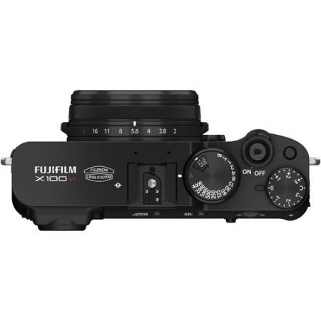 FUJIFILM X100VI - zestaw, aparat cyfrowy 40.2Mpx, APS-C, obiektyw 23mm/F2, czarny - góra