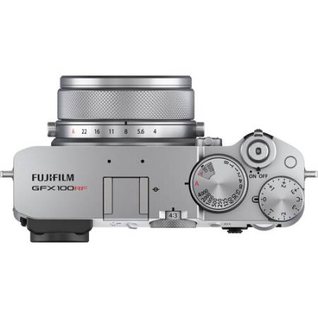 FUJIFILM GFX100RF - zestaw, aparat cyfrowy 102Mpx, APS-C + obiektyw 35mm, F4 (srebrny) - góra