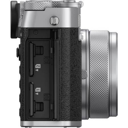 FUJIFILM GFX100RF - zestaw, aparat cyfrowy 102Mpx, APS-C + obiektyw 35mm, F4 (srebrny) - bok