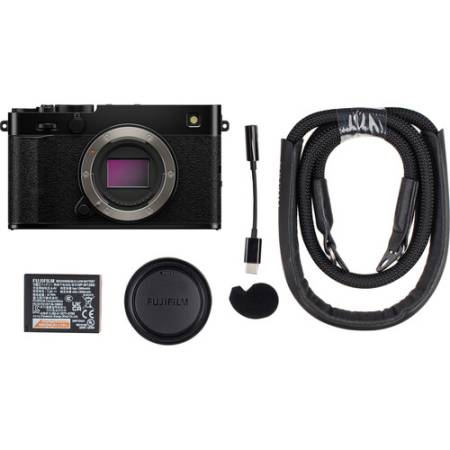 FUJIFILM X-E5 + XF23MM - zestaw, aparat bezlusterkowy 40.2Mpx, APS-C + obiektyw 23mm, F2.8 (czarny) - część zawartości