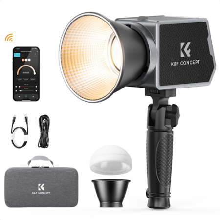 K&F Concept KF5560 PL-60B - lampa LED COB z akcesoriami (2700-6500K, Bi-Color, 60W, mocowanie FM)