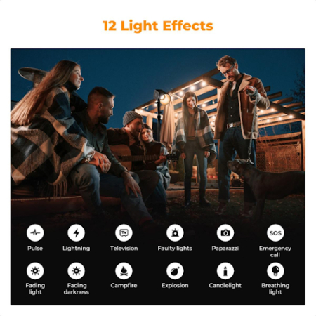 K&F Concept KF5560 PL-60B - lampa LED COB z akcesoriami (2700-6500K, Bi-Color, 60W, mocowanie FM) - efekty świetlne