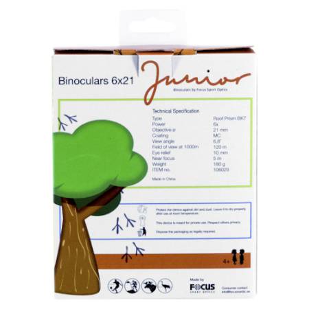 Focus Junior 6x21 Green/Orange - lornetka dziecięca, 6x, 21mm (zielono-pomarańczowa) - pudełko z lornetką