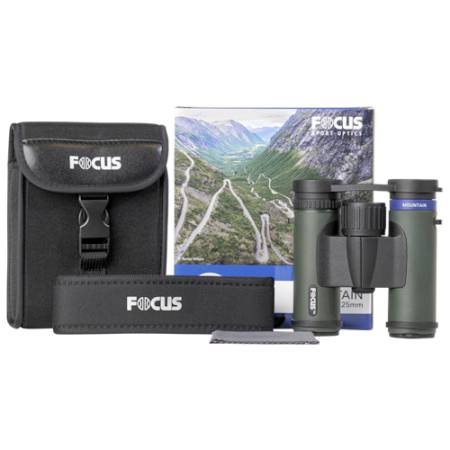 Focus Mountain 10x25 - lornetka obserwacyjna, 10x, 25mm - zawartość zestawu