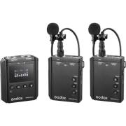 Godox WMicS2 Kit 2 UHF - zestaw, bezprzewodowy system audio, 2x nadajnik, 1x odbiornik, jack 3.5mm, czarny