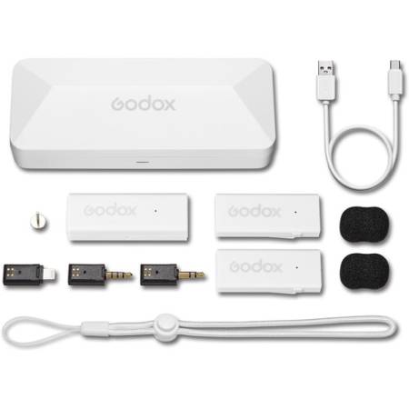 Godox MoveLink Mini LT Kit 2 - bezprzewodowy system audio 2.4GHz, 2x nadajnik, 1x odbiornik, biały