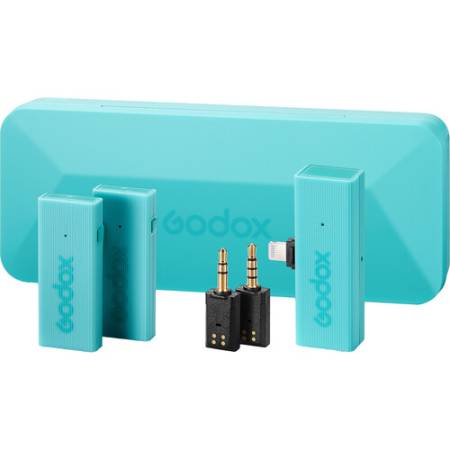 Godox MoveLink Mini LT Kit 2 - bezprzewodowy system audio 2.4GHz, 2x nadajnik, 1x odbiornik, turkusowy