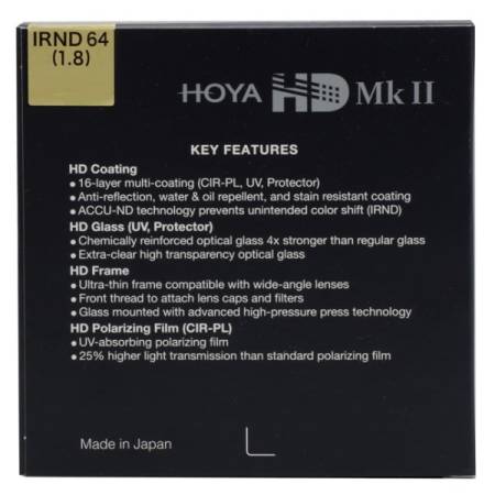 Hoya HD MkII IRND64 (1,8) - filtr neutralny, technologia IR-cut ACCU-ND, 62mm