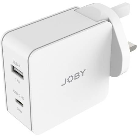 Joby Wall Charger Dual Output - ładowarka USB-A, USB-C + adaptery, US, GB, UE