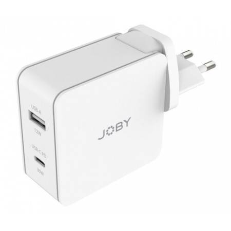 Joby Wall Charger Dual Output - ładowarka USB-A, USB-C + adaptery, US, GB, UE