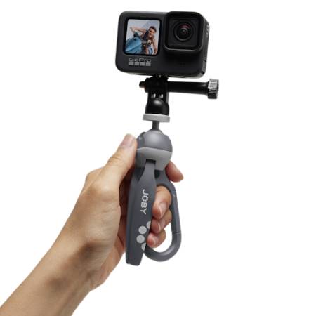Joby Handypod Clip Action - mini statyw z mocowaniem na smartfona zmocowaneim na kamerę sportową i karabińczykiem, szary_2
