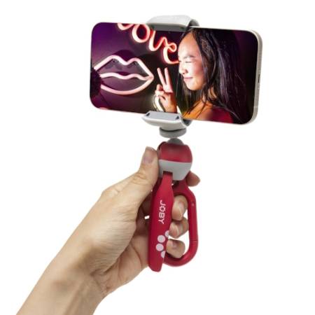Joby Handypod Clip Red - mini statyw z mocowaniem na smartfona i karabińczykiem, czerwony_5