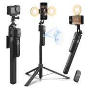 K&F Concept KF5558 X106 - mini statyw 2w1, selfie stick do smartfona (z modułem śledzenia twarzy i lampą LED)