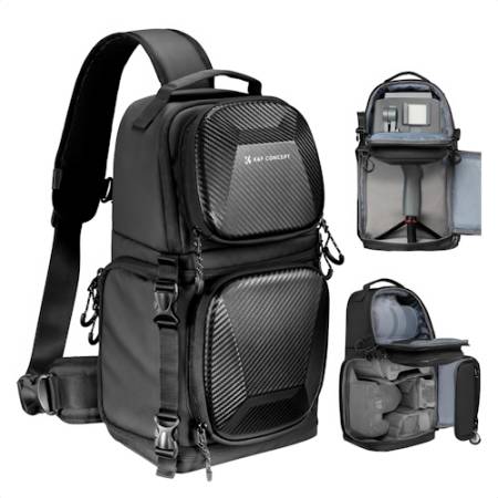 K&F Concept KF4746 Urban Wander U02 10 l - podróżny plecak fotograficzny typu sling (na ramię/naramienny, 10L, czarny)