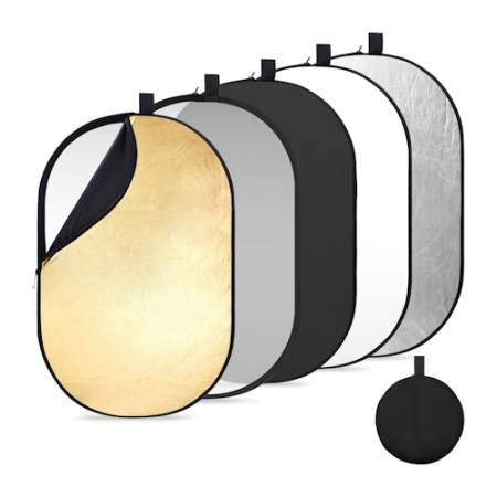 K&F Concept KF5348 - zestaw 5w1, owalna blenda 90x60cm (kolor: złoty, srebrny, biały, czarny + dyfuzor)