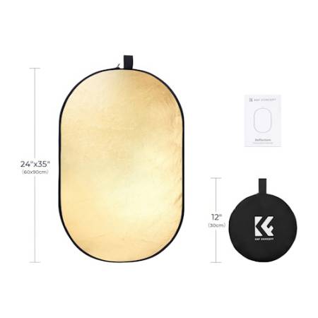 K&F Concept KF5348 - zestaw 5w1, owalna blenda 90x60cm (kolor: złoty, srebrny, biały, czarny + dyfuzor) - wymiary