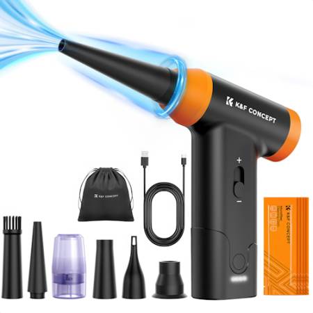 K&F Concept KF5402 - elektryczna dmuchawa wielofunkcyjna 14w1 (USB-C, 150000RPM, wiele końcówek i dodatków w zestawie) - zawartość