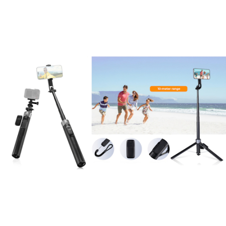 K&F Concept KF5559 X97-C - mini statyw 2w1, selfie stick do smartfona (do 180cm, uchwyt zaciskowy i magnetyczny MagSafe) - przykład użycia