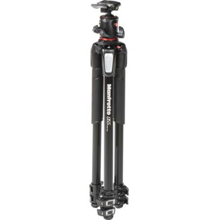 Manfrotto MK055XPRO3-BHQ2 - zestaw, statyw Alu (9-181,5cm, udźwig 15kg) + głowica kulowa - po złożeniu
