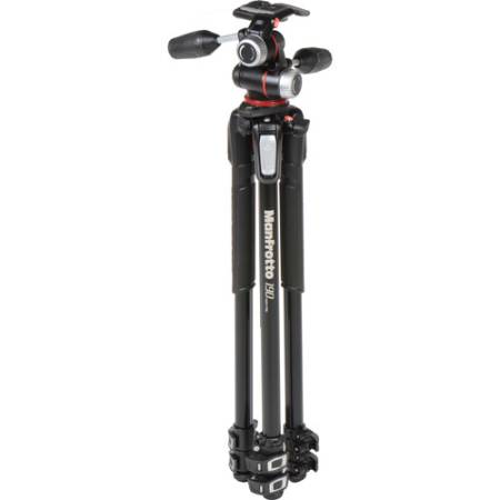 Manfrotto MK190XPRO3-3W - zestaw, statyw Alu (9-173cm, udźwig 12kg) + głowica MHXPRO-3W - po złożeniu