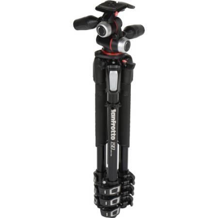 Manfrotto MK190XPRO4-3W - zestaw, statyw Alu (8-173cm, udźwig 12kg) + głowica MHXPRO-3W - złożony