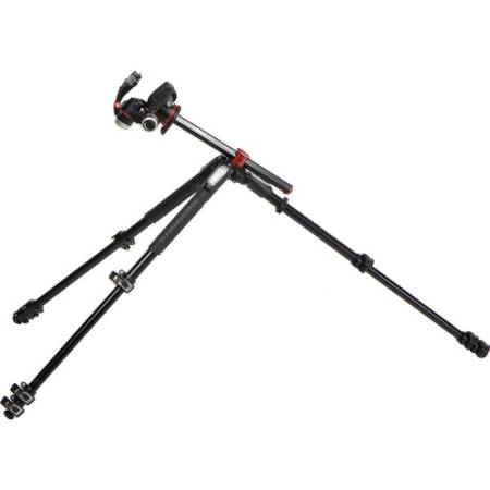 Manfrotto MK190XPRO4-3W - zestaw, statyw Alu (8-173cm, udźwig 12kg) + głowica MHXPRO-3W - rozłożony