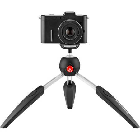 Manfrotto MTPIXIEVO-BK - mini statyw stołowy PIXI EVO (10,5-20cm, udźwig 2,5kg, 2-sekcyjny, czarny) - przykład użycia