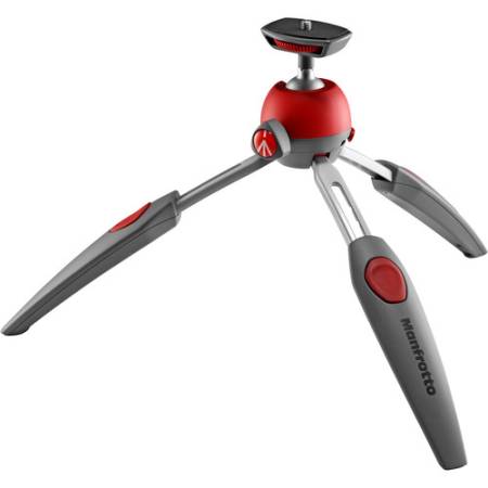 Manfrotto MTPIXIEVO-RD - mini statyw stołowy PIXI EVO (10,5-20cm, udźwig 2,5kg, 2-sekcyjny, czerwony) - rozłożony