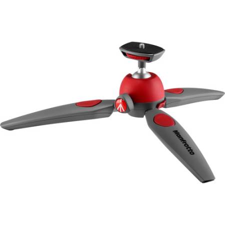 Manfrotto MTPIXIEVO-RD - mini statyw stołowy PIXI EVO (10,5-20cm, udźwig 2,5kg, 2-sekcyjny, czerwony) - rozłożony