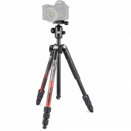 Manfrotto MKELMII4RD-BH - zestaw, statyw Alu 4-sekcyjny z głowicą kulową, czerwony
