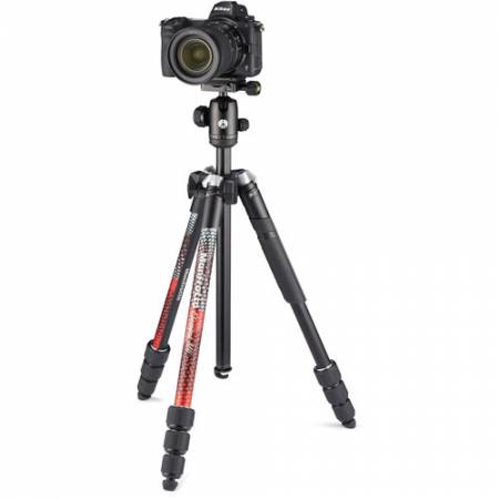 Manfrotto MKELMII4RD-BH - zestaw, statyw Alu 4-sekcyjny z głowicą kulową, czerwony