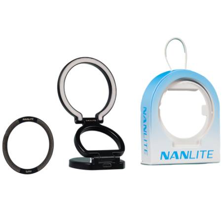 Nanlite Lumo (Polar Black) - pierścieniowa mini lampa LED, z uchwytem na smartfon, 3200-5600K - zawartość