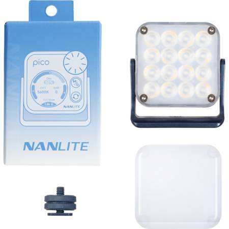 Nanlite Pico (Black) - mini lampa LED, kieszonkowa, RGBW, 2700-7500K, 36 000 kolorów - zawartość