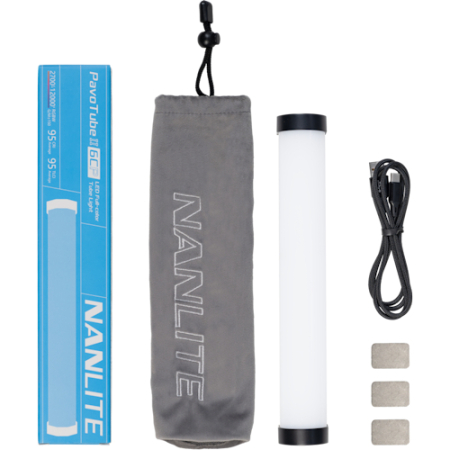 Nanlite PavoTube II 6CP - tuba, miecz świetlny, lampa LED (RGBW, 2400-12000K, 10W, 3200 mAh) - zawartość