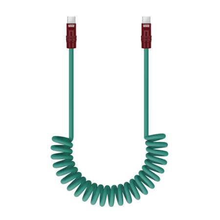 Newell NL5358 - przewód spiralny, silikonowy kabel USB-C, 100W, USB 2.0, do 480Mbps (150cm, zielono-bordowy)