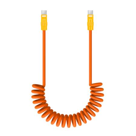 Newell NL5360 - przewód spiralny, silikonowy kabel USB-C, 100W, USB 2.0, do 480Mbps (150cm, pomarańczowo-żółty)