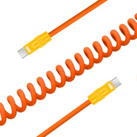 Newell NL5360 - przewód spiralny, silikonowy kabel USB-C, 100W, USB 2.0, do 480Mbps (150cm, pomarańczowo-żółty)