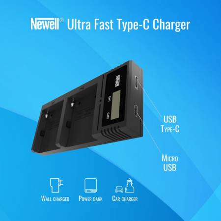 Newell Ultra Fast Type-C - ładowarka podwójna do akumulatorów serii NP-F, NP-FM