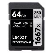 Lexar Professional 1667X - karta pamięci SDXC 64GB 250/90MB/s V60 UHS-II U3 C10