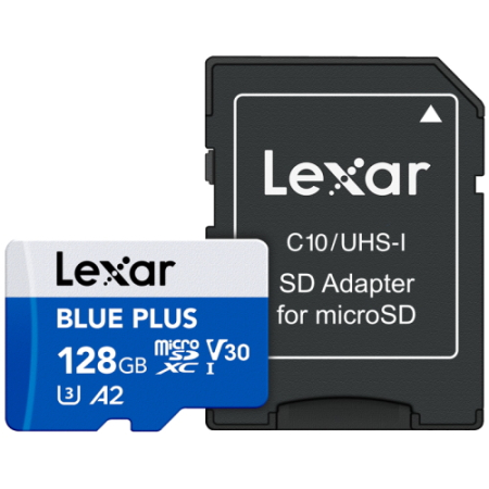 Lexar BLUE PLUS microSDXC UHS-I - karta pamięci microSDXC 128GB, z adapterem SD (V30, C10, A2, U3, R170)