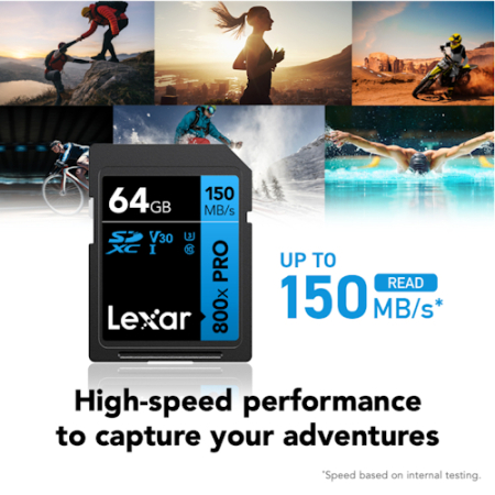 Lexar High-Performance 800x PRO SDHC/SDXC Blue - karta pamięci SDXC, 64GB (UHS-I, U3, V30, R150)