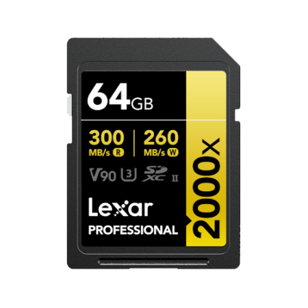 Lexar Professional 2000x SDXC UHS-II Gold - karta pamięci SDXC, 64GB (U3, V90, R300/W260)