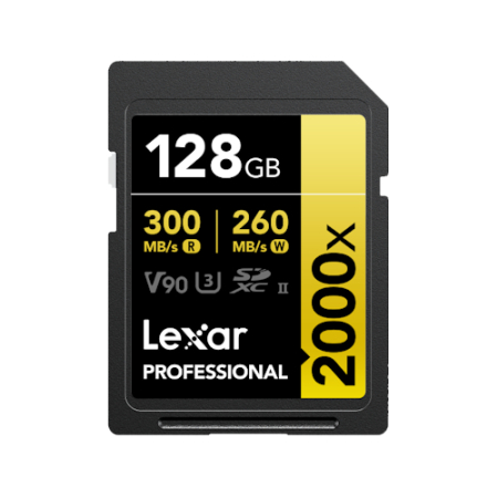 Lexar Professional 2000x SDXC UHS-II Gold - karta pamięci SDXC, 128GB (U3, V90, R300/W260)