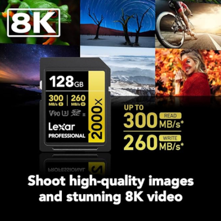 Lexar Professional 2000x SDXC UHS-II Gold - karta pamięci SDXC, 128GB (U3, V90, R300/W260)